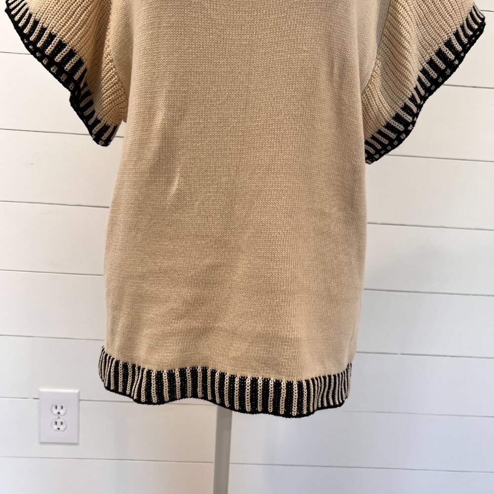 Miss Sparkling Cream and Black Short Sleeve Sweater Size XL - Picture 3 of 8